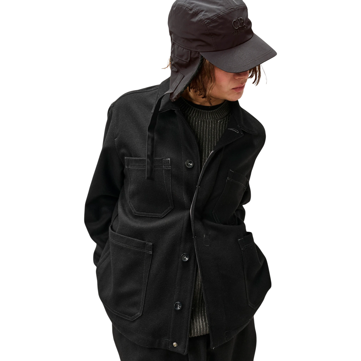 C.P. Company Cap Chrome-R Schwarz mit Ohrenschutz