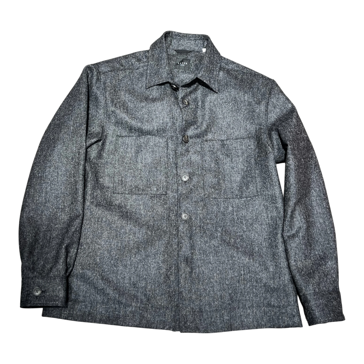 Xacus, Overshirt Shetland-Wolle Pfeffer und Salz, grau