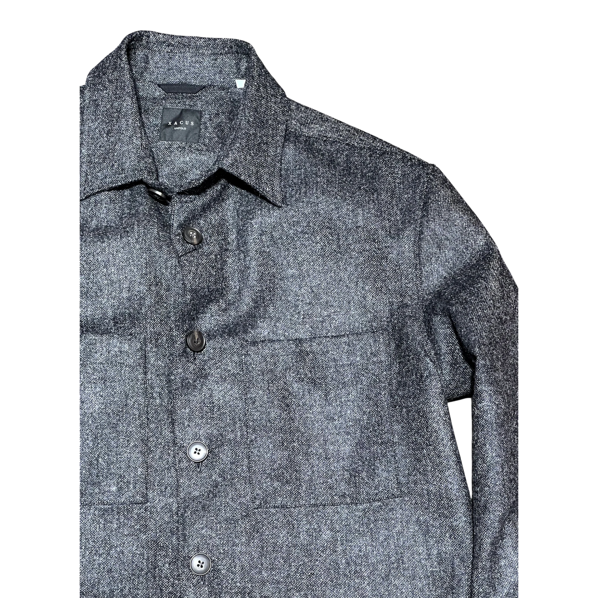 Xacus, Overshirt Shetland-Wolle Pfeffer und Salz, grau