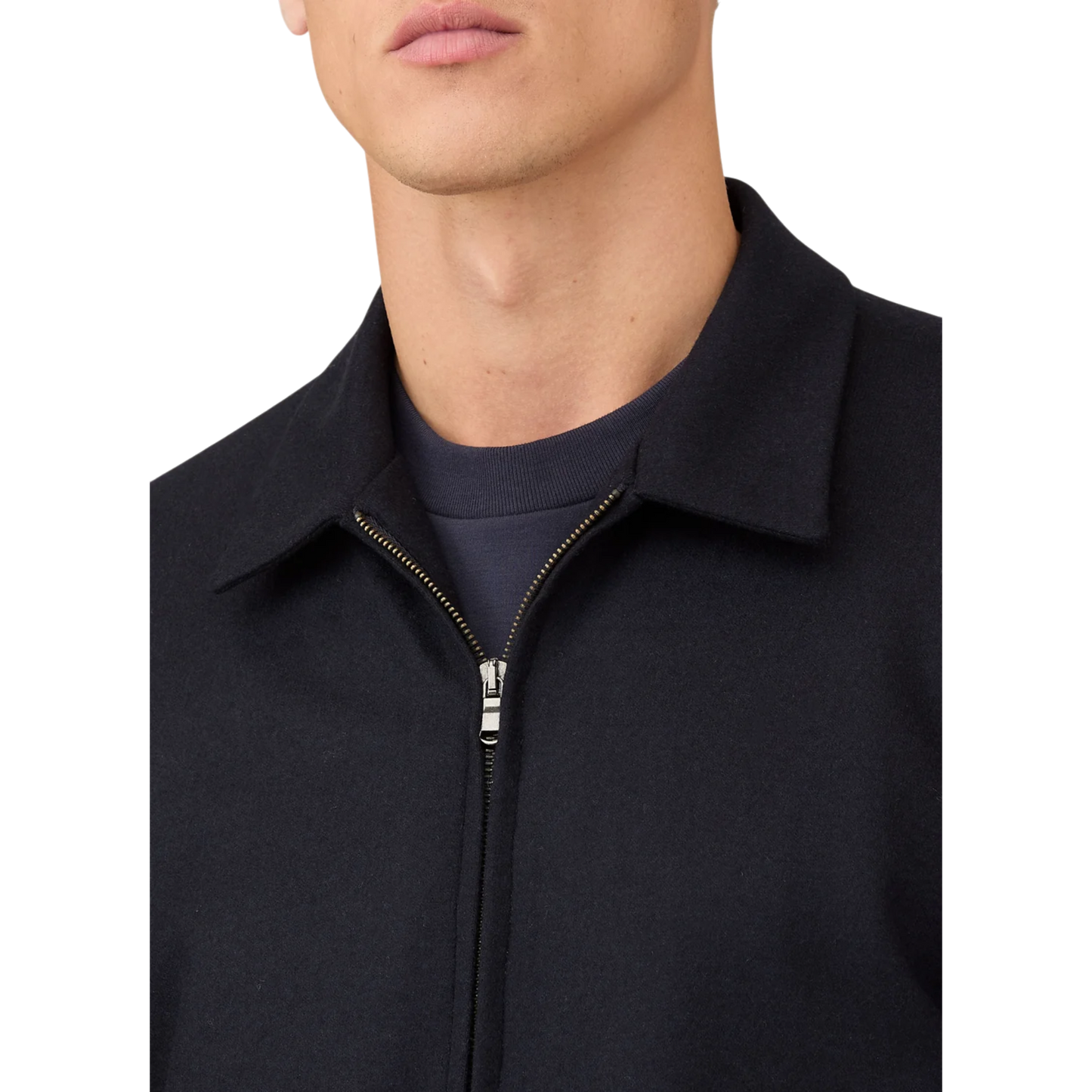 Sunspel Boiled Wool Harrington Jacket Navy