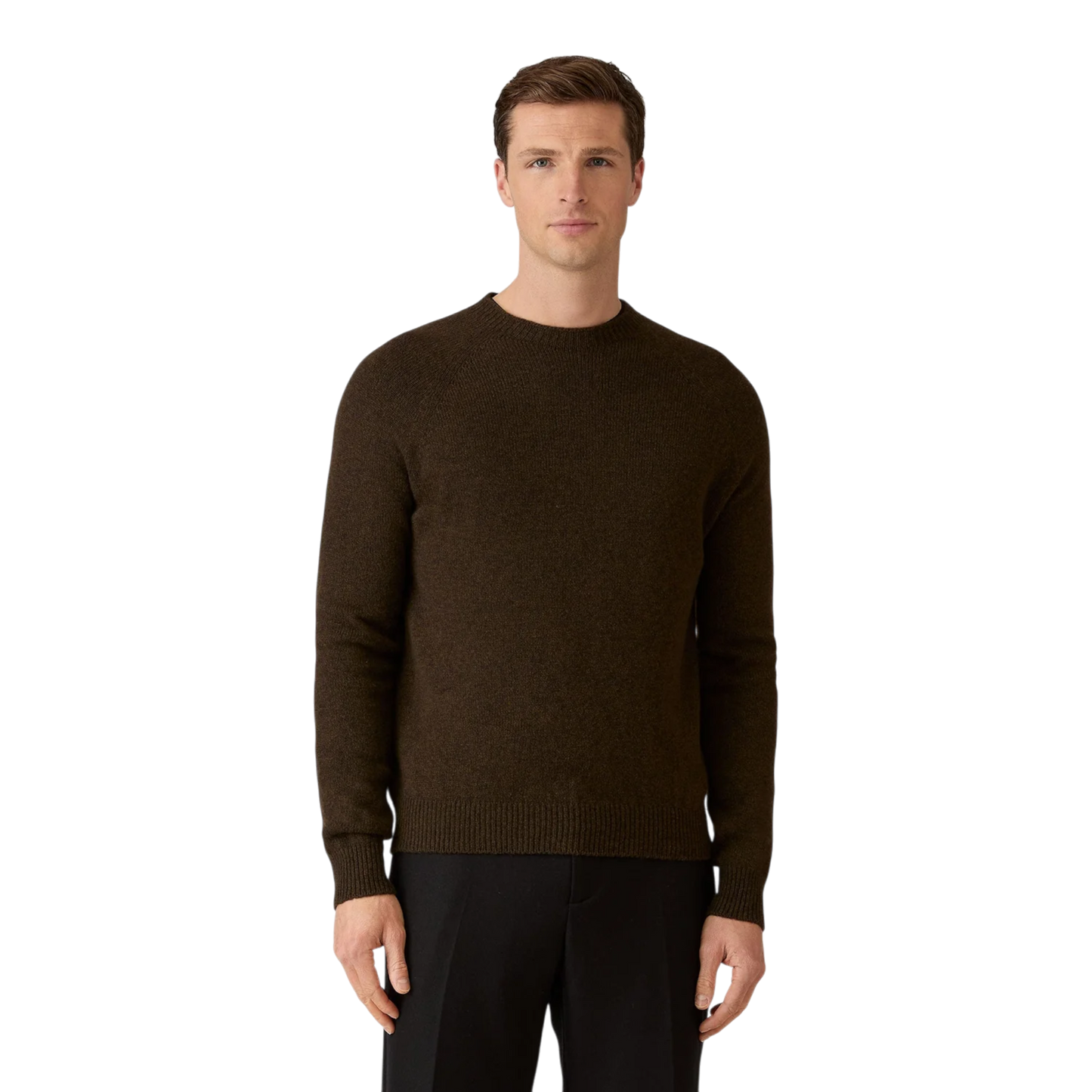 Sunspel Lambswool Crew Neck Loden Twist, grün