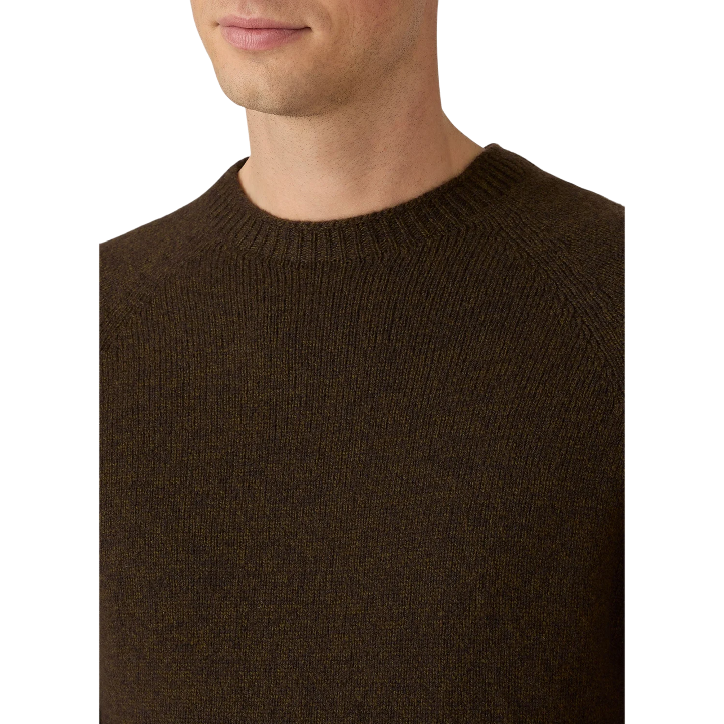 Sunspel Lambswool Crew Neck Loden Twist, grün