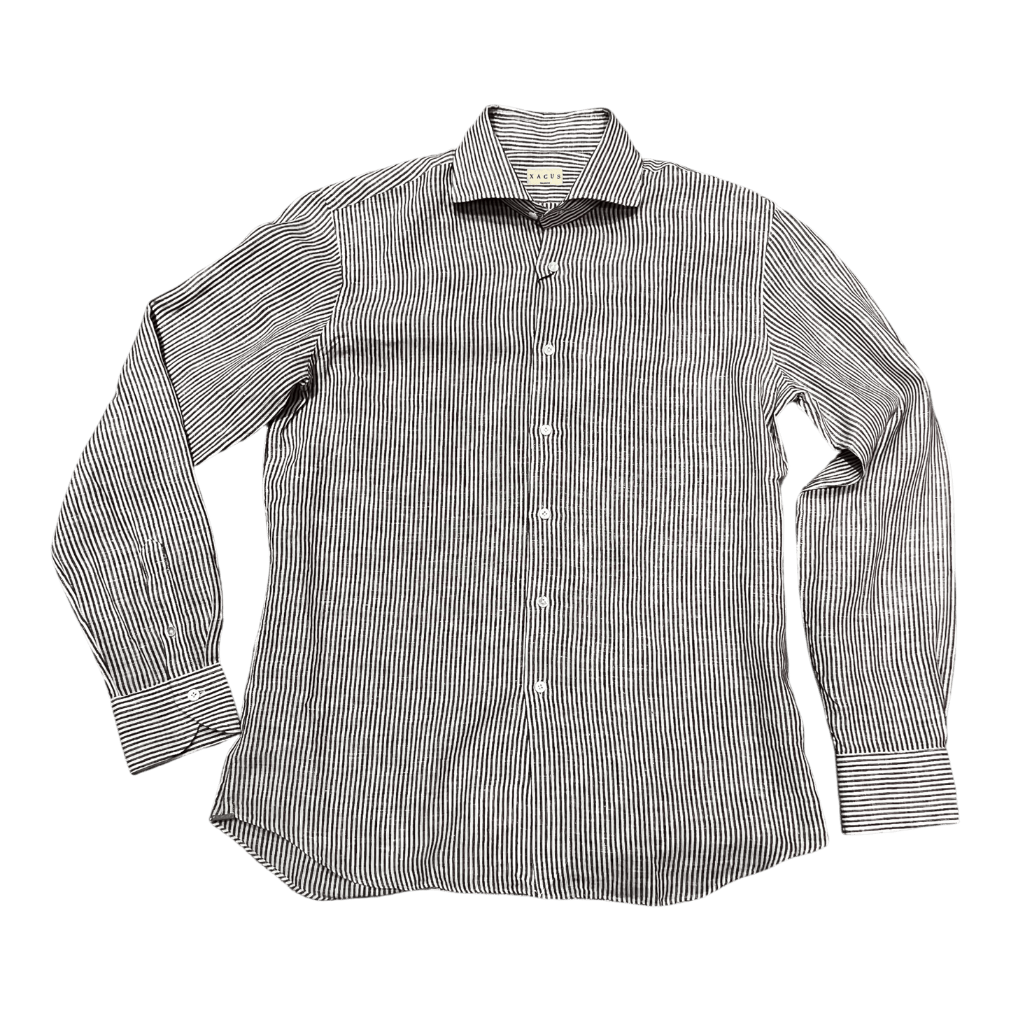 UNIT Hamburg - Xacus Washed Linen Stripe, weiß mit braunen Streifen - Xacus