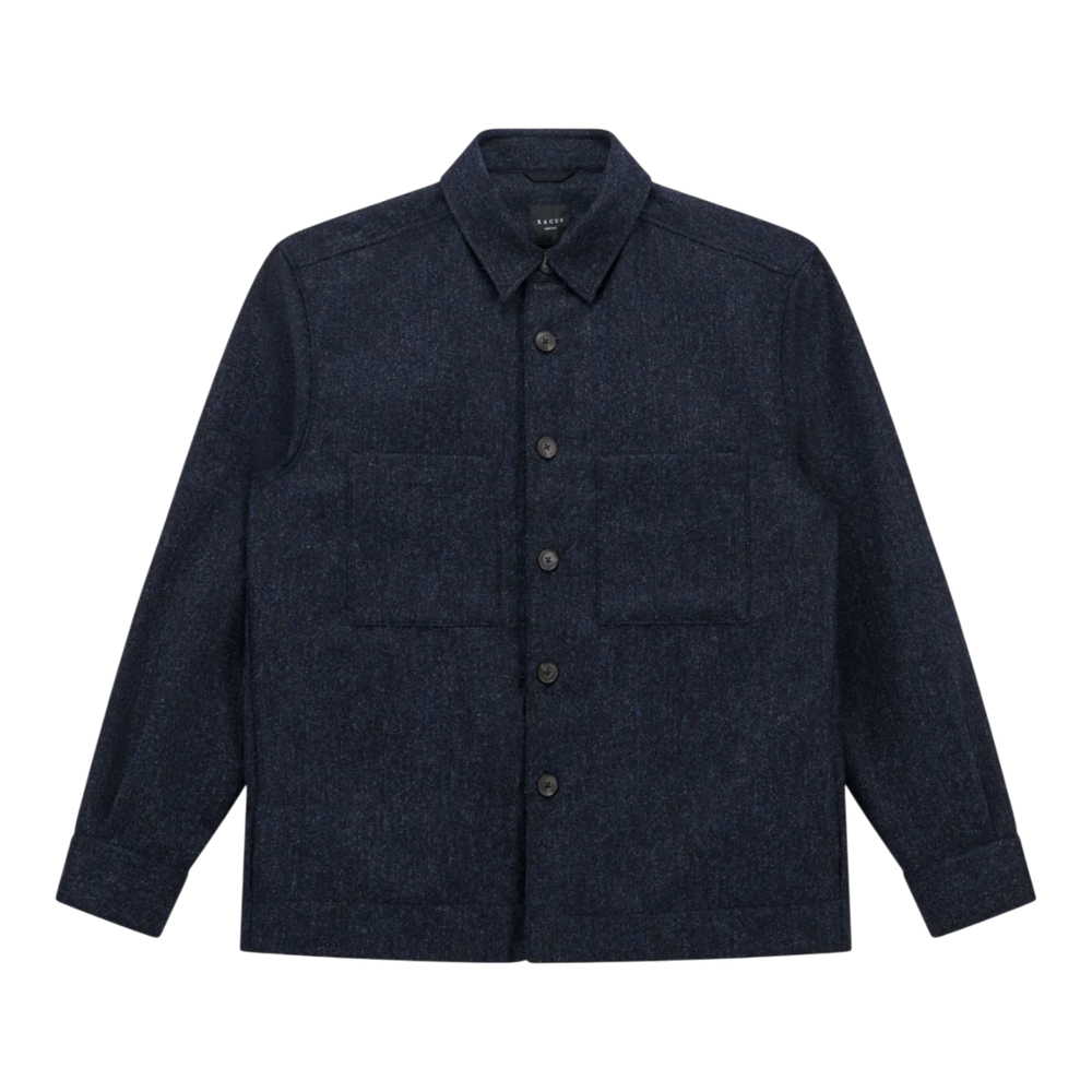 Xacus, Unfold Wool Overshirt aus Shetlandwolle, navy