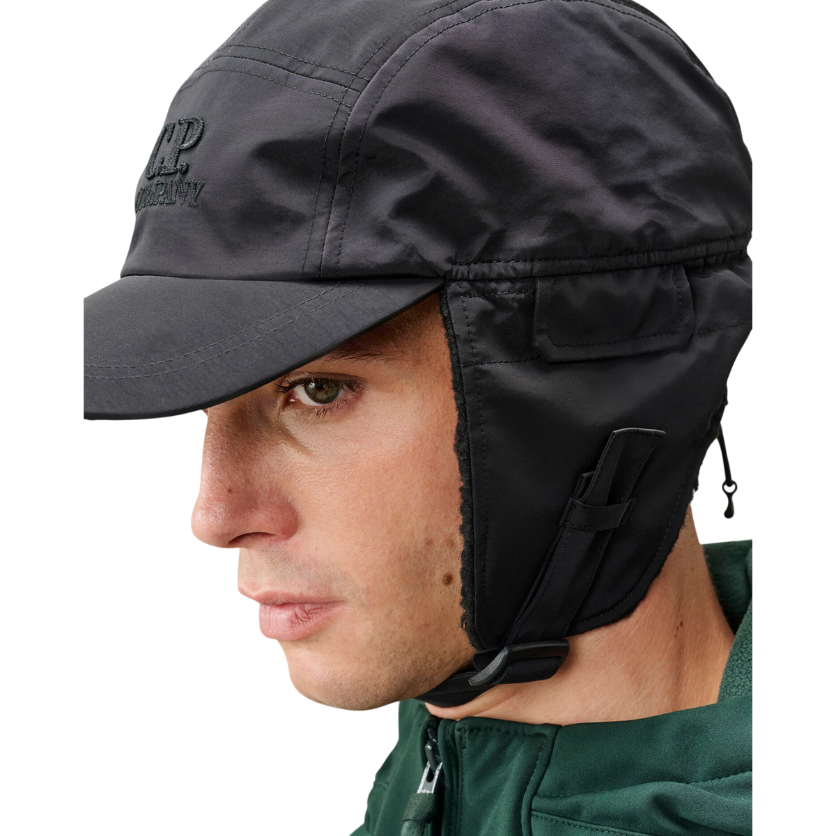 C.P. Company Cap Chrome-R Schwarz mit Ohrenschutz