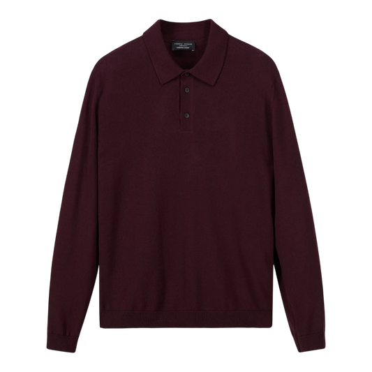 Roberto Collina Poloshirt aus Merinowolle, dunkles Rot