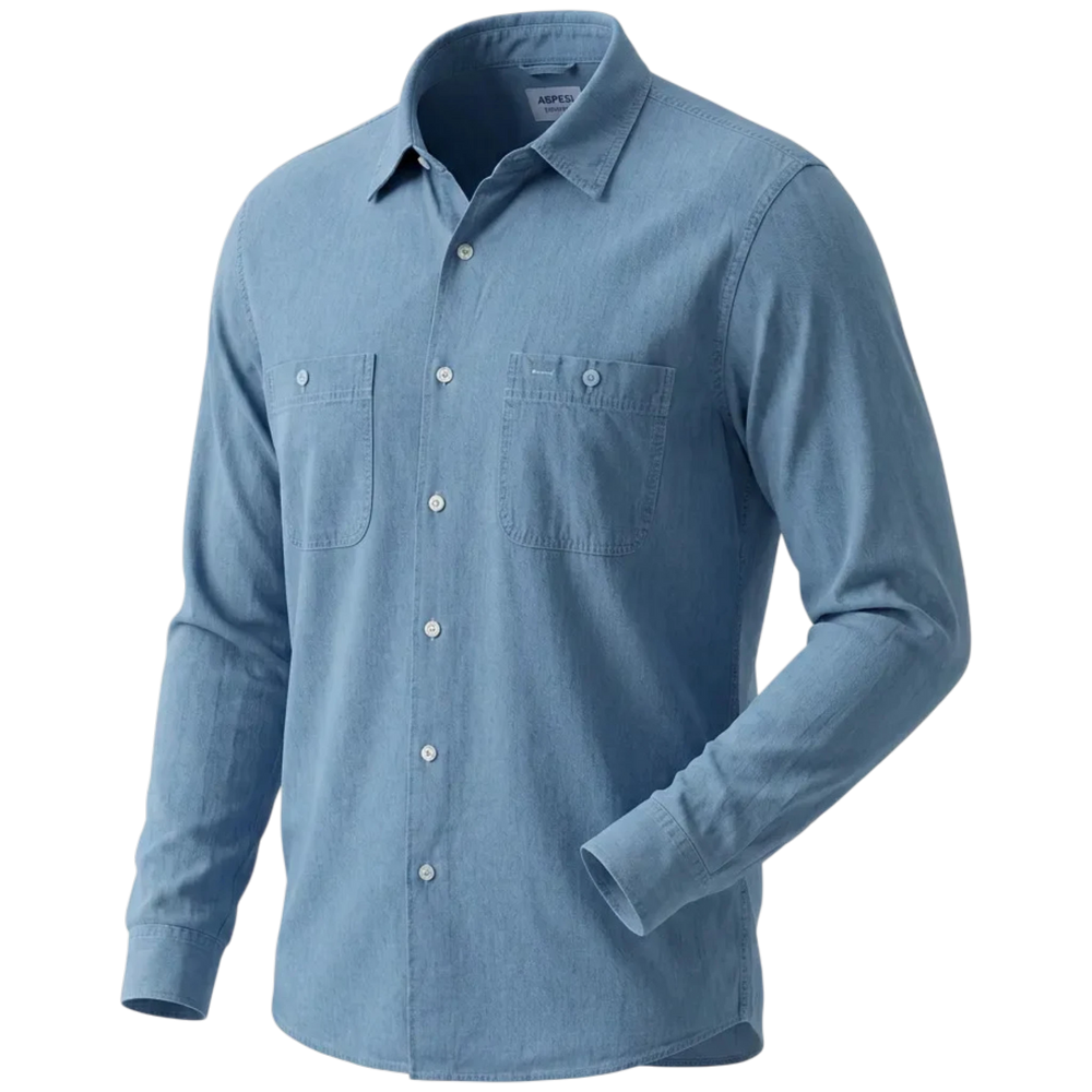ASPESI Sedici Hemd aus japanischer Baumwolle in Light Denim - UNIT Hamburg