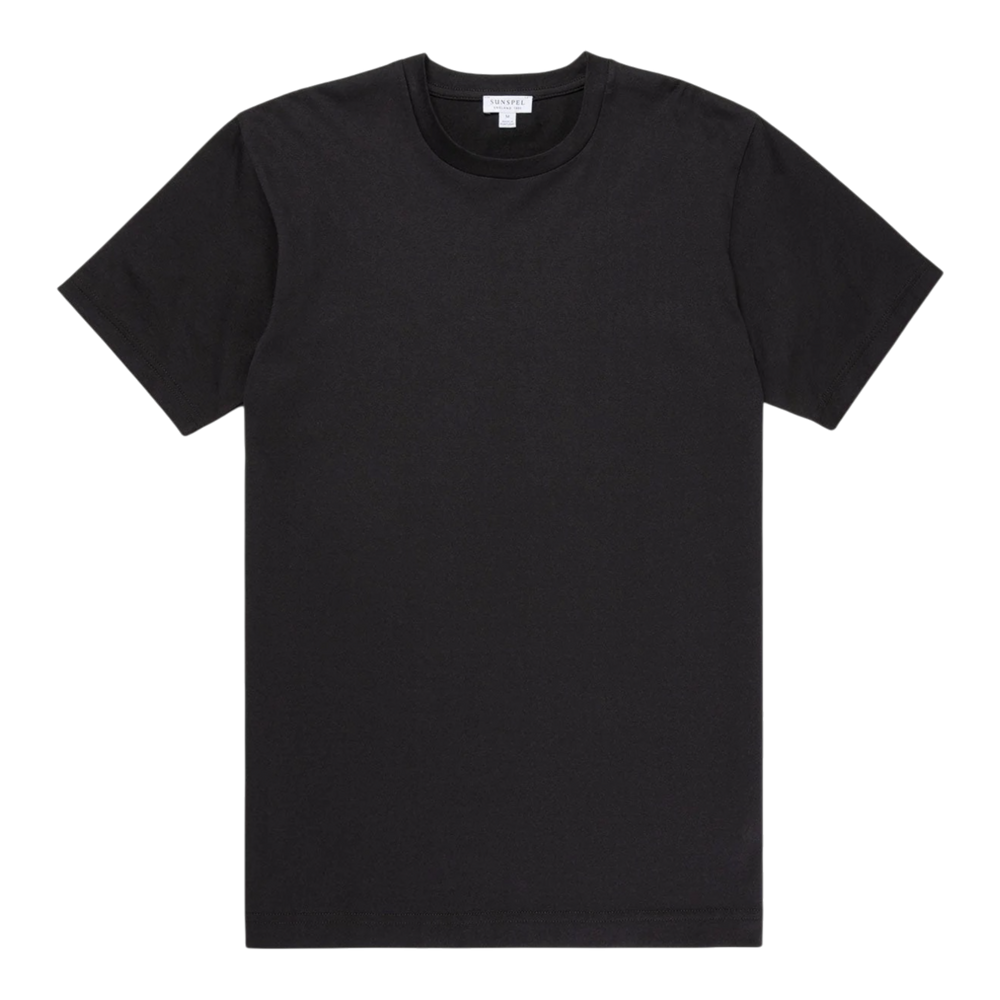 Sunspel, Riviera T-Shirt, Rundhals, black - UNIT Hamburg