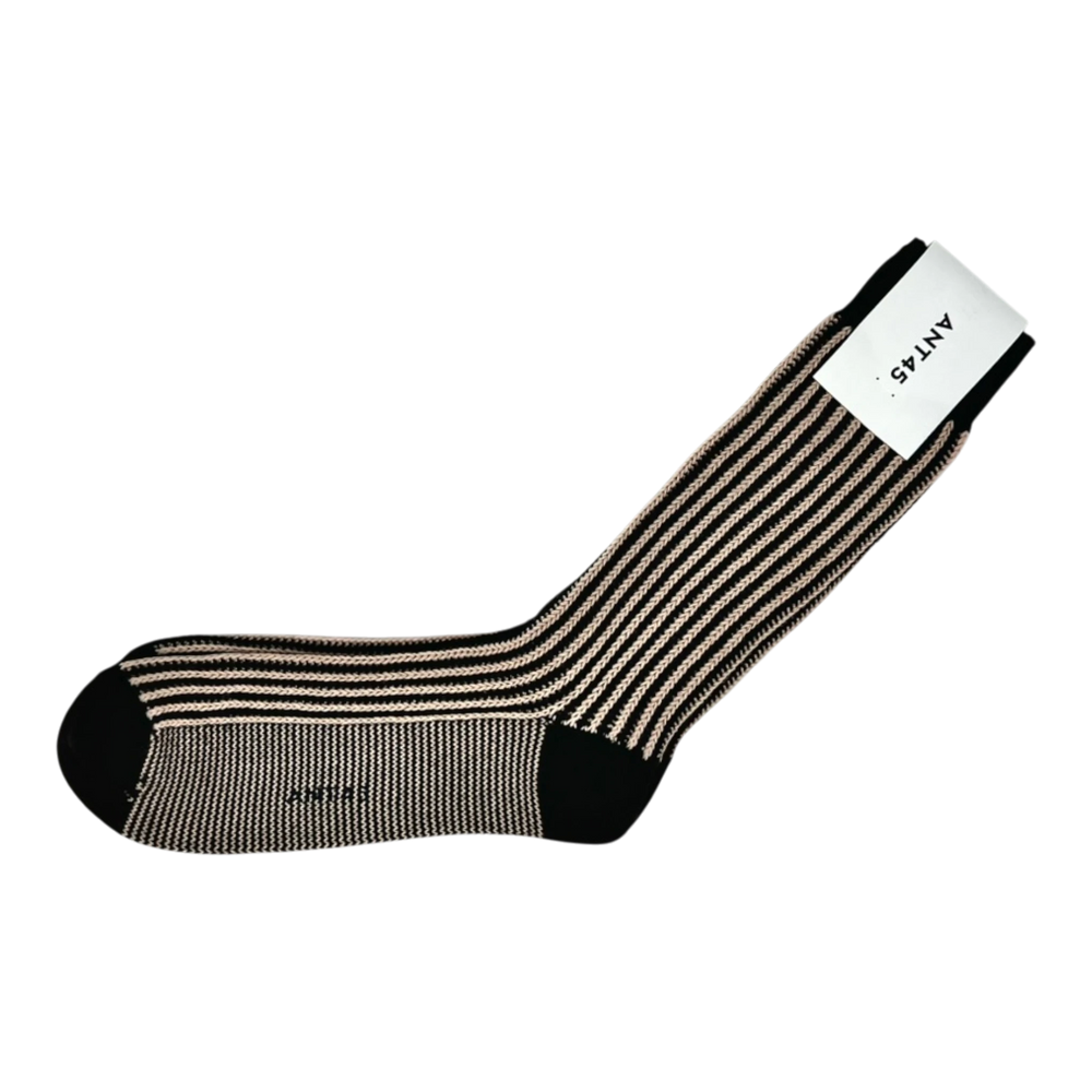 ANT45, Socken, gestreift dunkelbraun beige aus Baumwolle