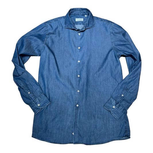 Never Laundry, Denimhemd dark washed aus Baumwolle