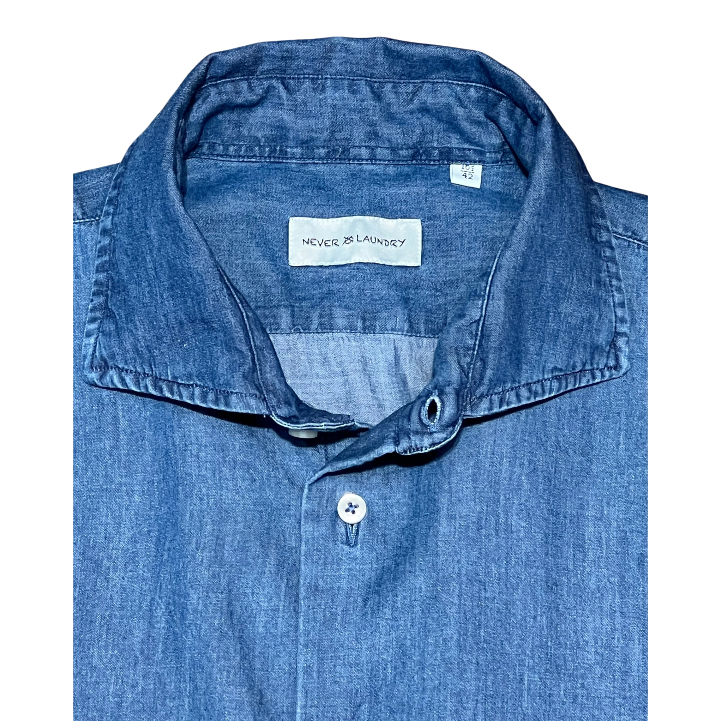 Never Laundry, Denimhemd dark washed aus Baumwolle