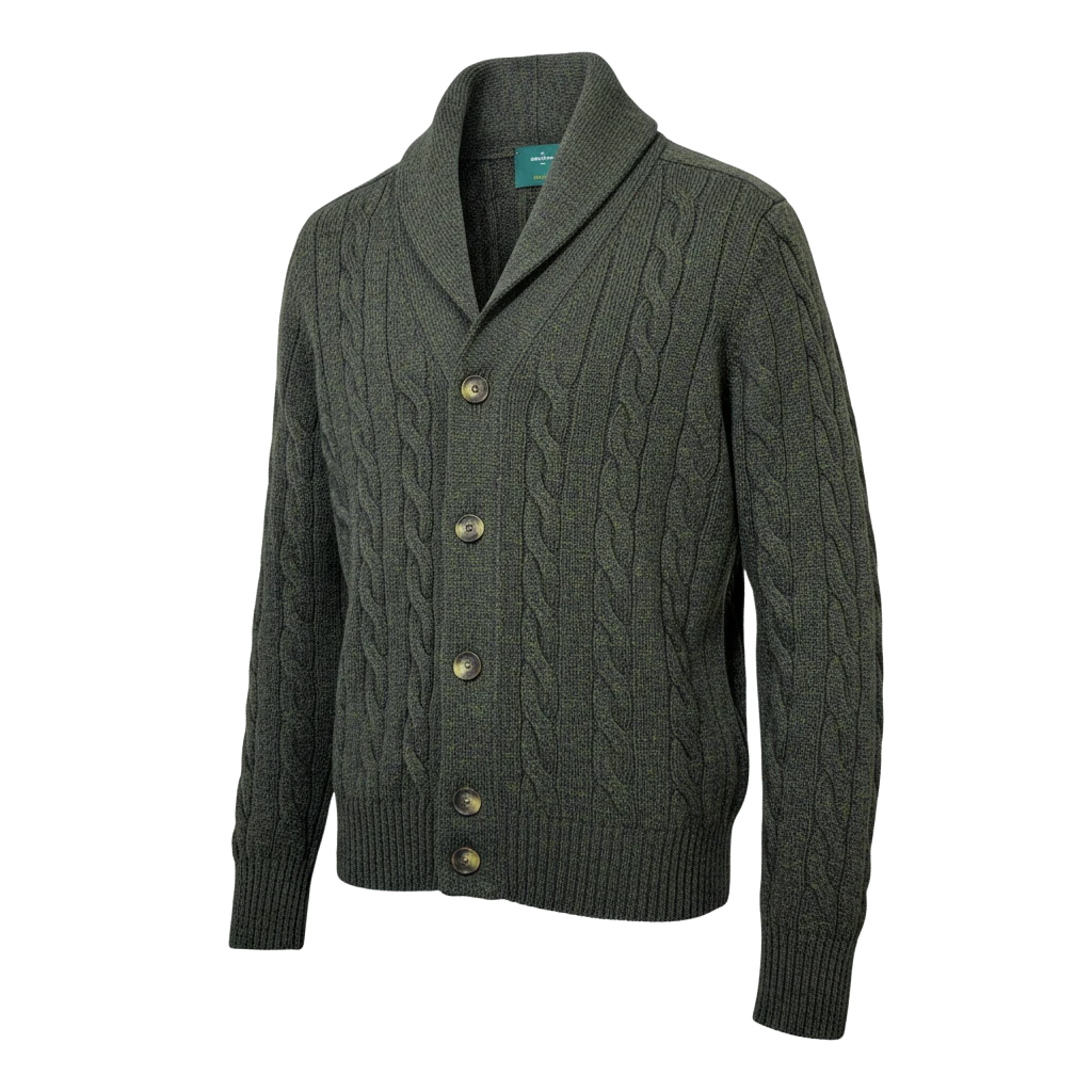 Gran Sasso Shetland Cardigan in Moosgrün