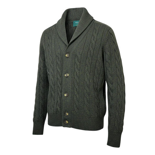 Gran Sasso Shetland Cardigan in Moosgrün - UNIT Hamburg