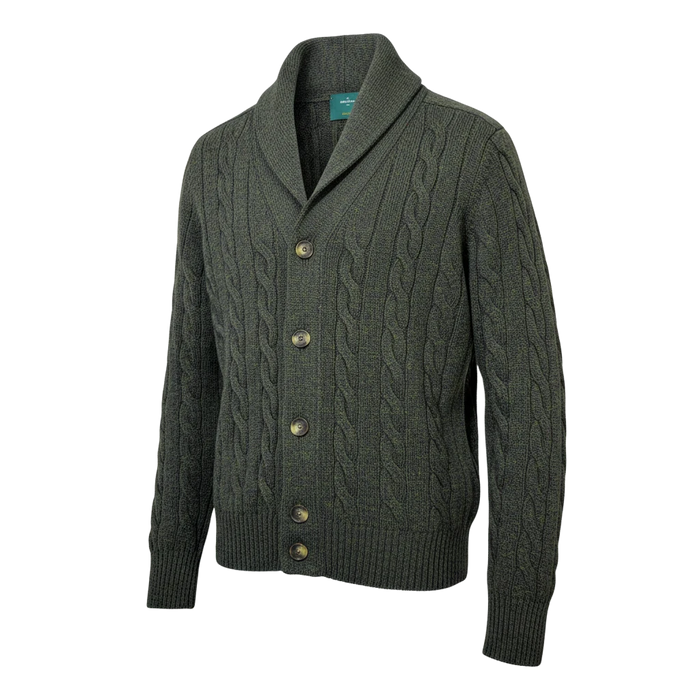 Gran Sasso Shetland Cardigan in Moosgrün - UNIT Hamburg