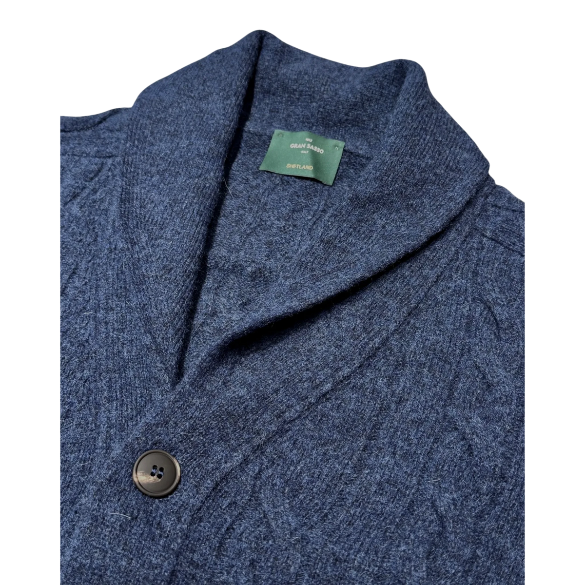 Gran Sasso Cardigan aus Shetland-Wolle, blau