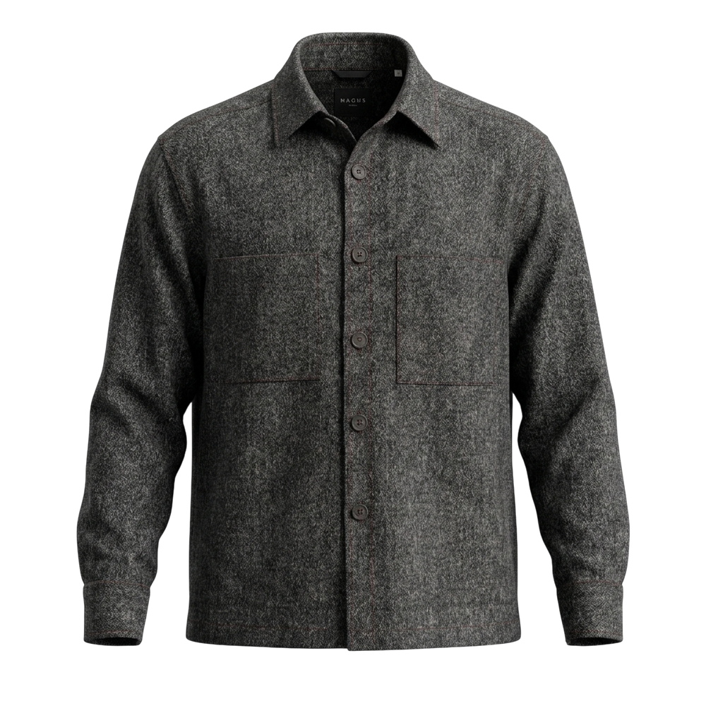 Xacus, Overshirt Shetland-Wolle Pfeffer und Salz, grau