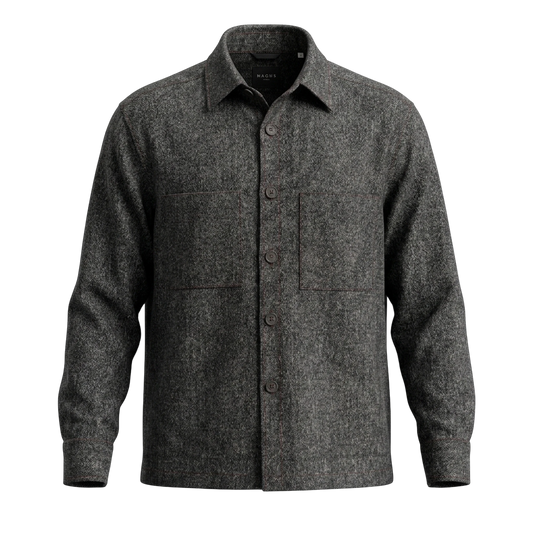 Xacus, Overshirt Shetland-Wolle Pfeffer und Salz, grau