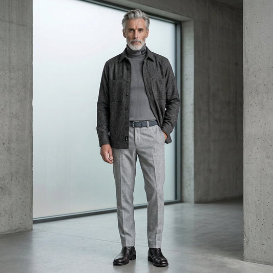 Xacus, Overshirt Shetland-Wolle Pfeffer und Salz, grau