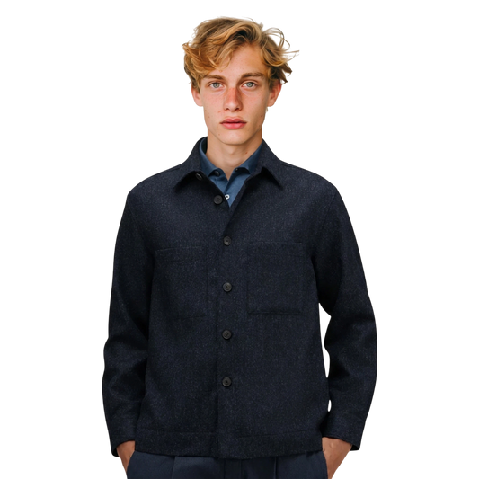 Xacus, Unfold Wool Overshirt aus Shetlandwolle, navy - UNIT Hamburg