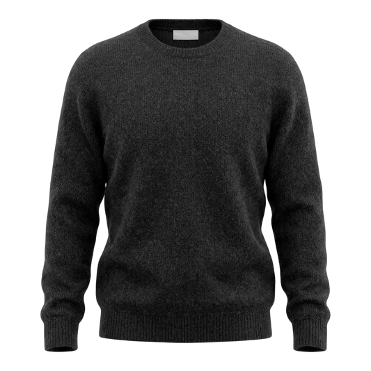 Roberto Collina, Rundhals, Merino Baby Camel, schwarz - UNIT Hamburg