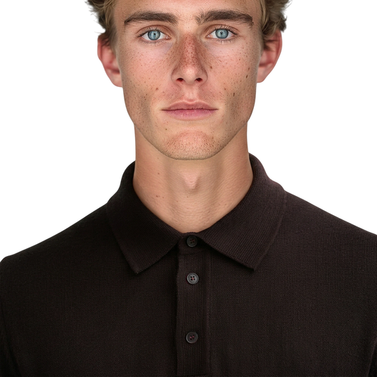 Roberto Collina Merino-Poloshirt Dunkelbraun - UNIT Hamburg