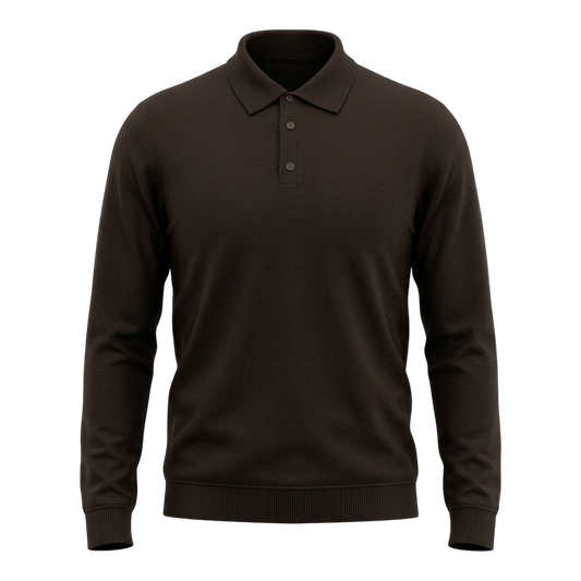 Roberto Collina Merino-Poloshirt Dunkelbraun - UNIT Hamburg