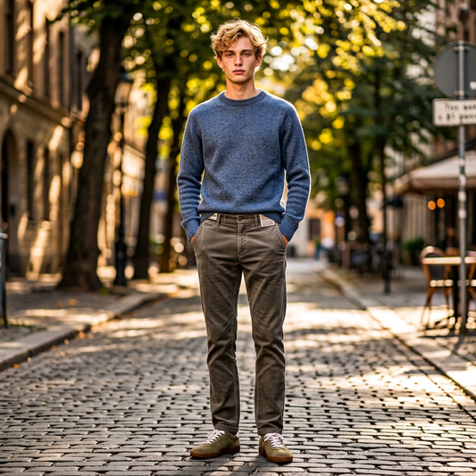 Sunspel Lambswool Crew Neck Denim Twist