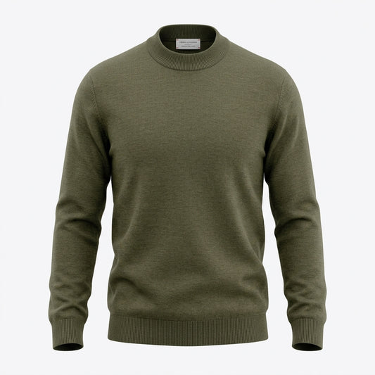 Roberto Collina, Merino Stehkragenpullover, militare grün - UNIT Hamburg