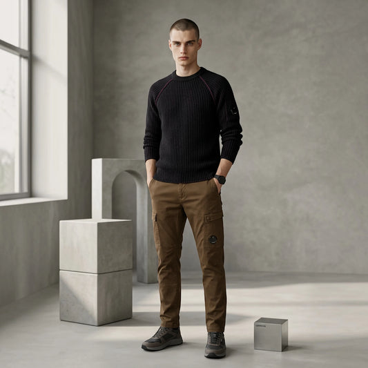 C.P. Company, Wool Fleece Knit Bi-Color Pullover - UNIT Hamburg