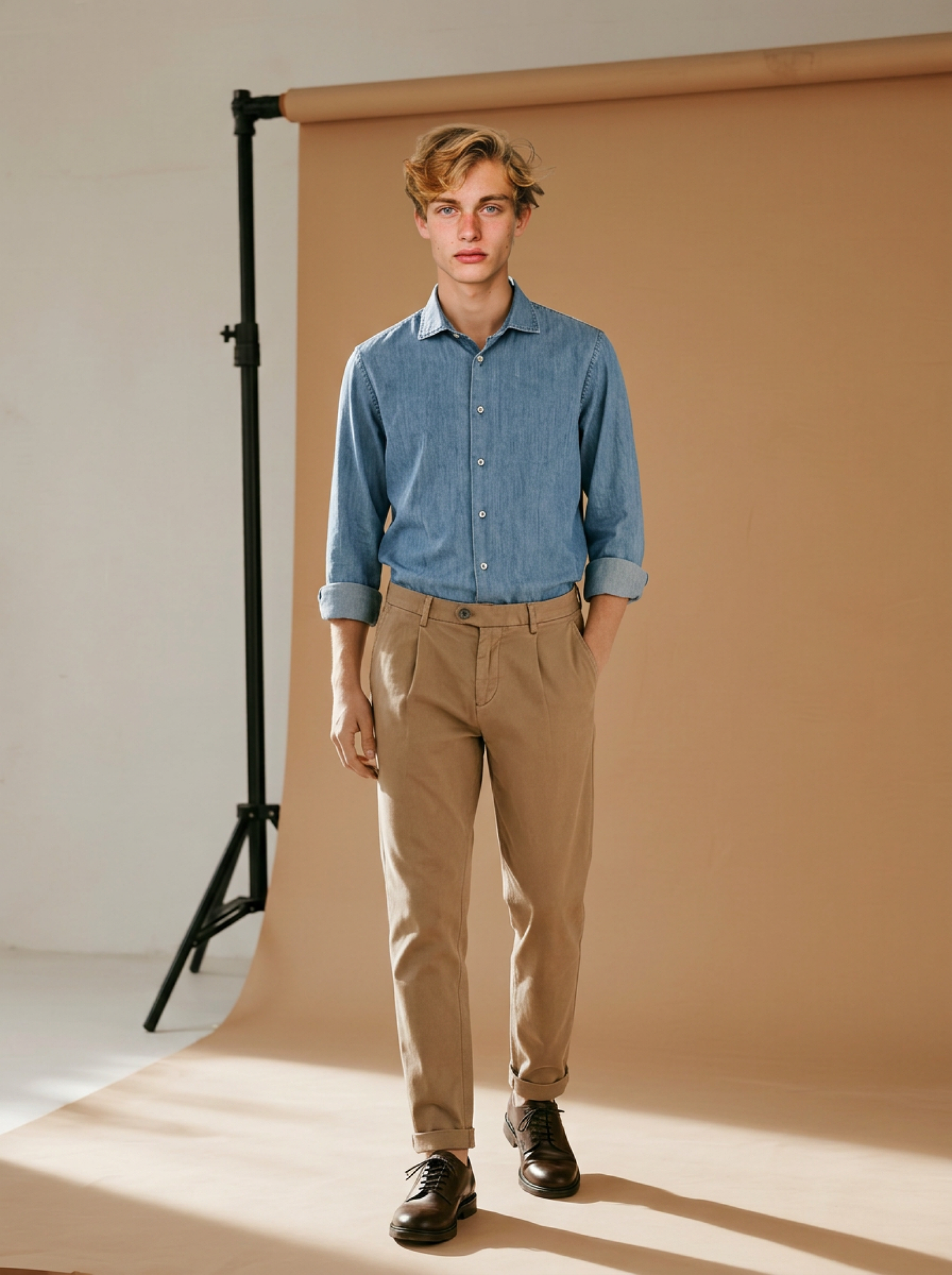 Never Laundry Denimhemd light washed aus Baumwolle