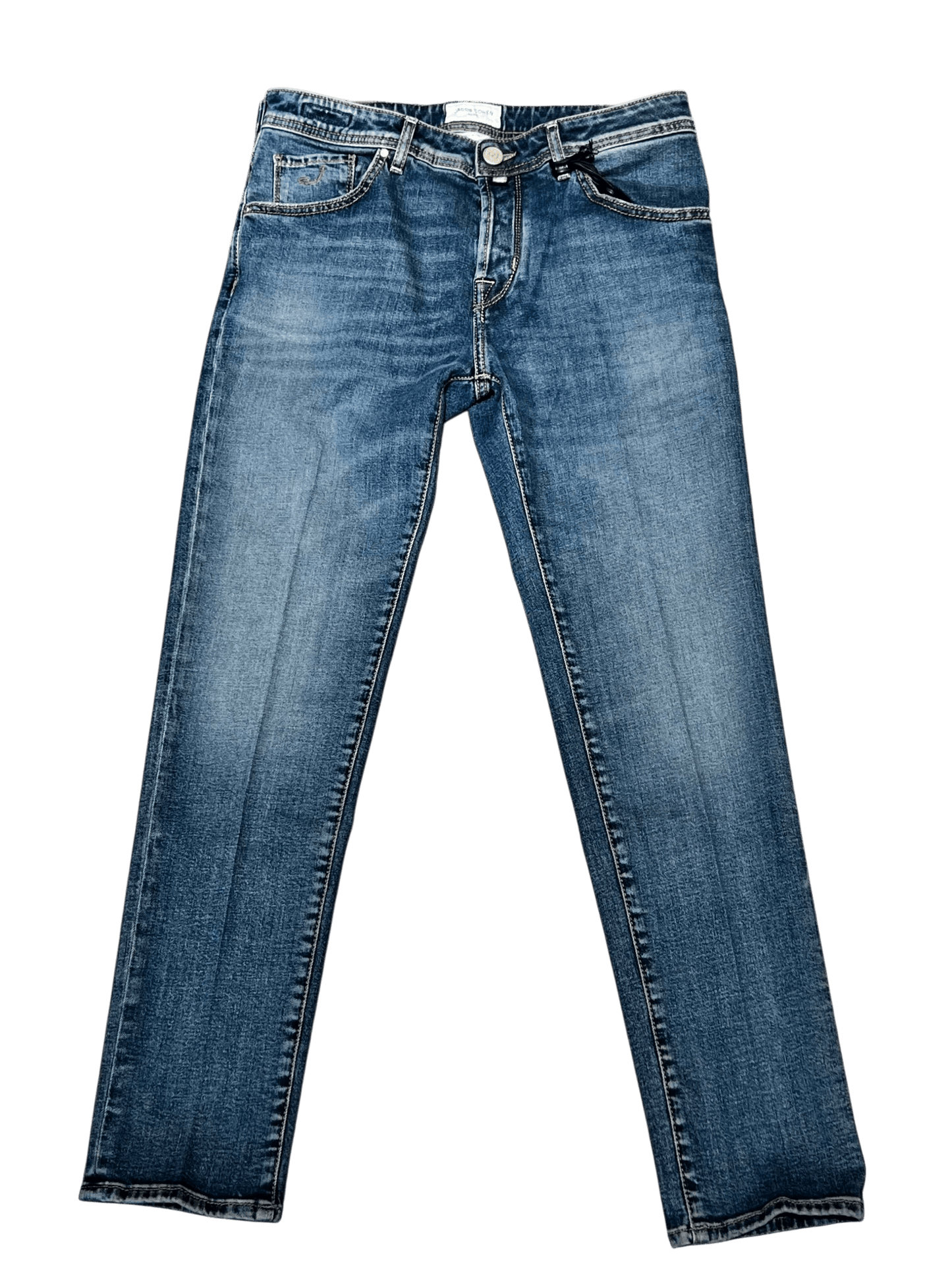 UNIT Hamburg - Jacob Cohën, Scott, light blue denim, pale green Label - Jacob Cohën