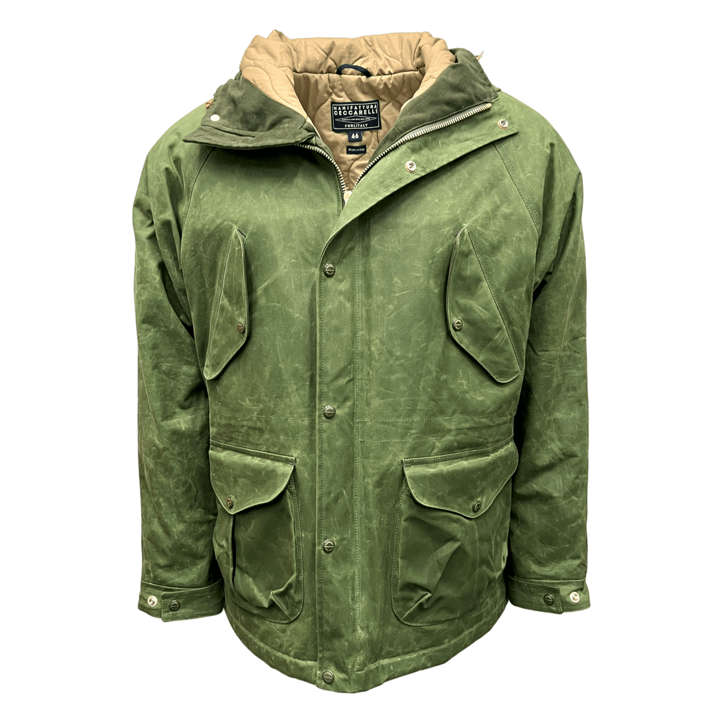 UNIT Hamburg - Manifattura Ceccarelli, Fisherman Parka – gewachste grüne Jacke aus Italien - Ceccarelli