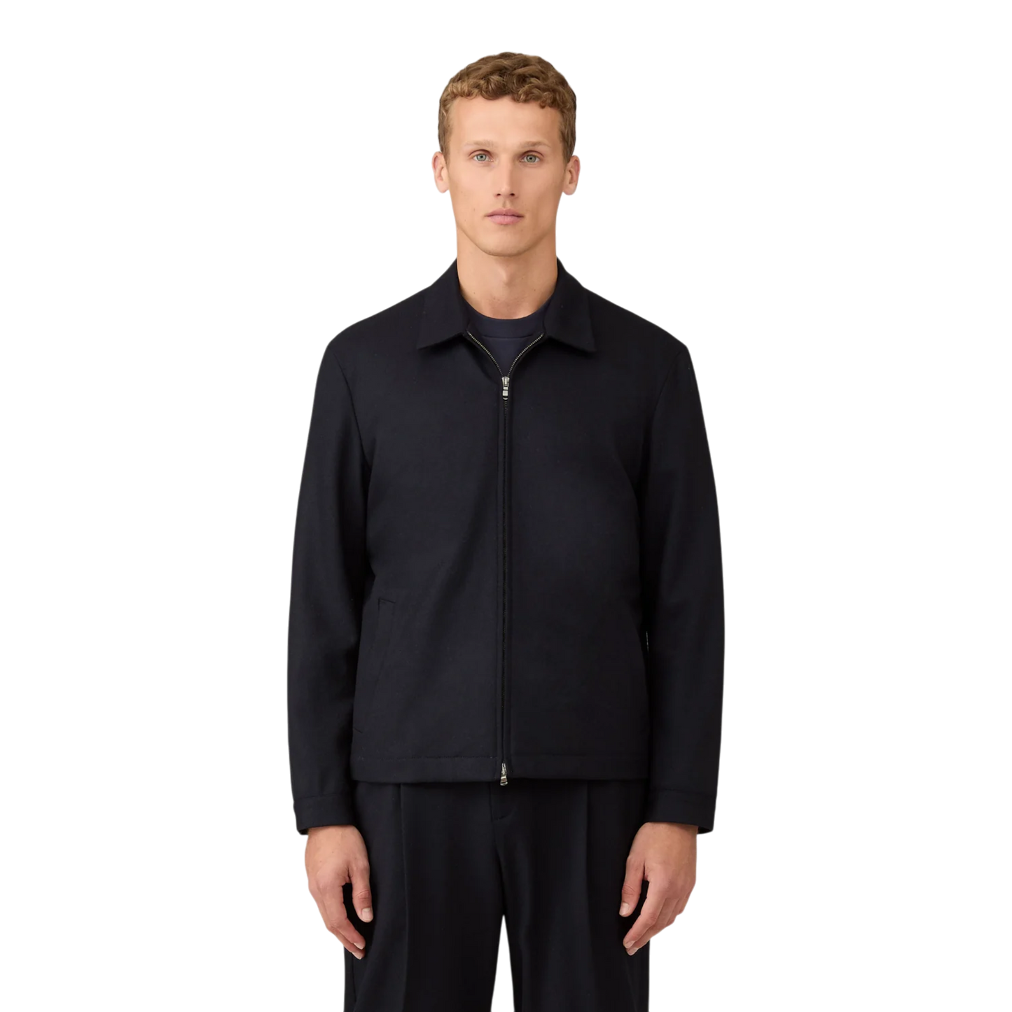 Sunspel Boiled Wool Harrington Jacket Navy