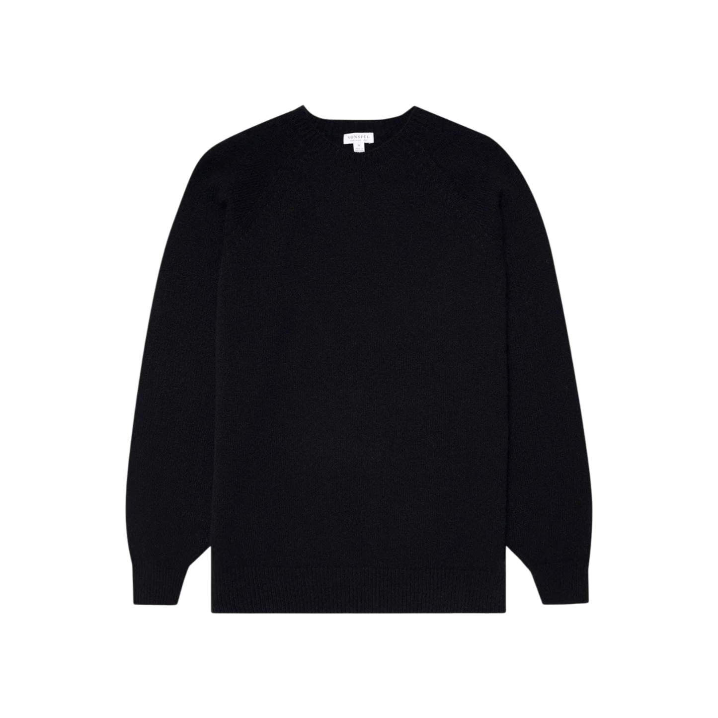 Sunspel Lambswool Crew Neck Dark Navy Mouline