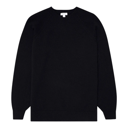 Sunspel Lambswool Crew Neck Dark Navy Mouline - UNIT Hamburg