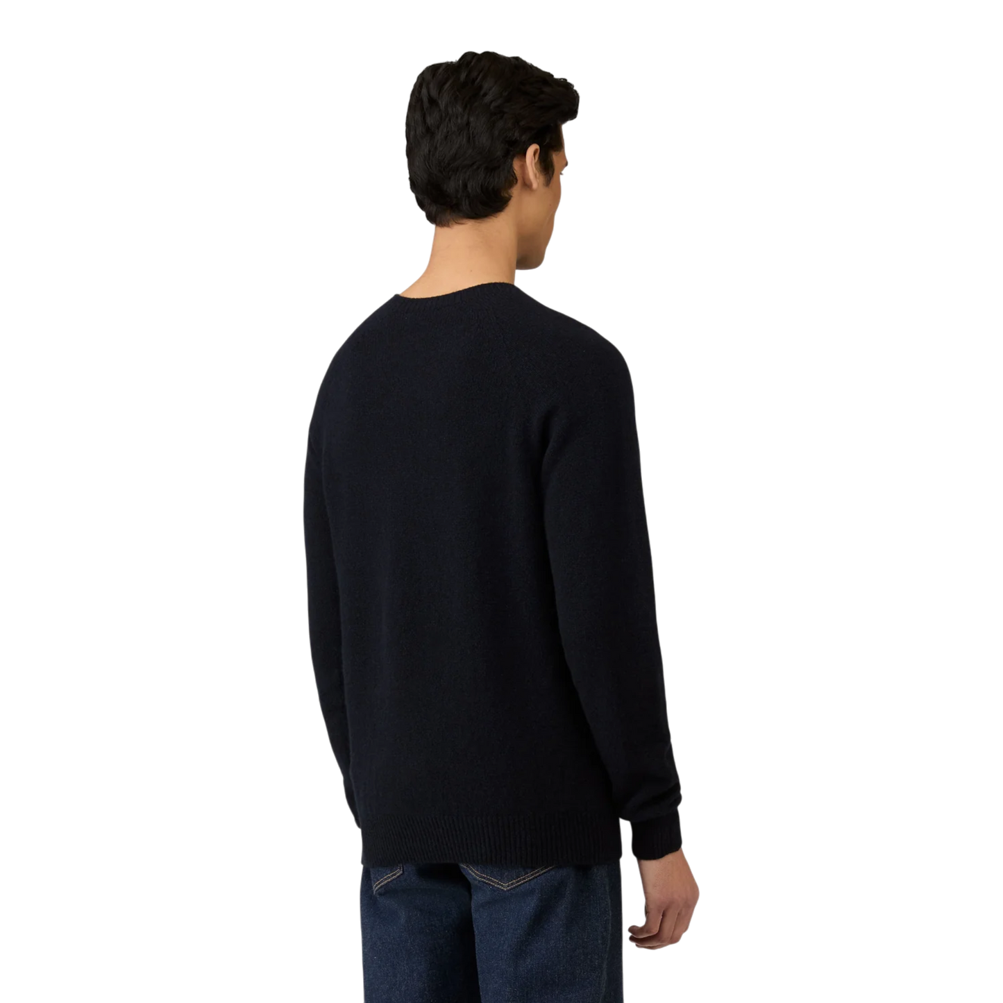 Sunspel Lambswool Crew Neck Dark Navy Mouline