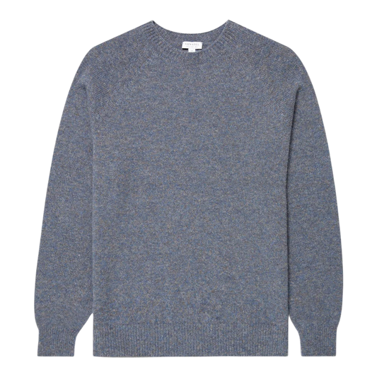 Sunspel Lambswool Crew Neck Denim Twist
