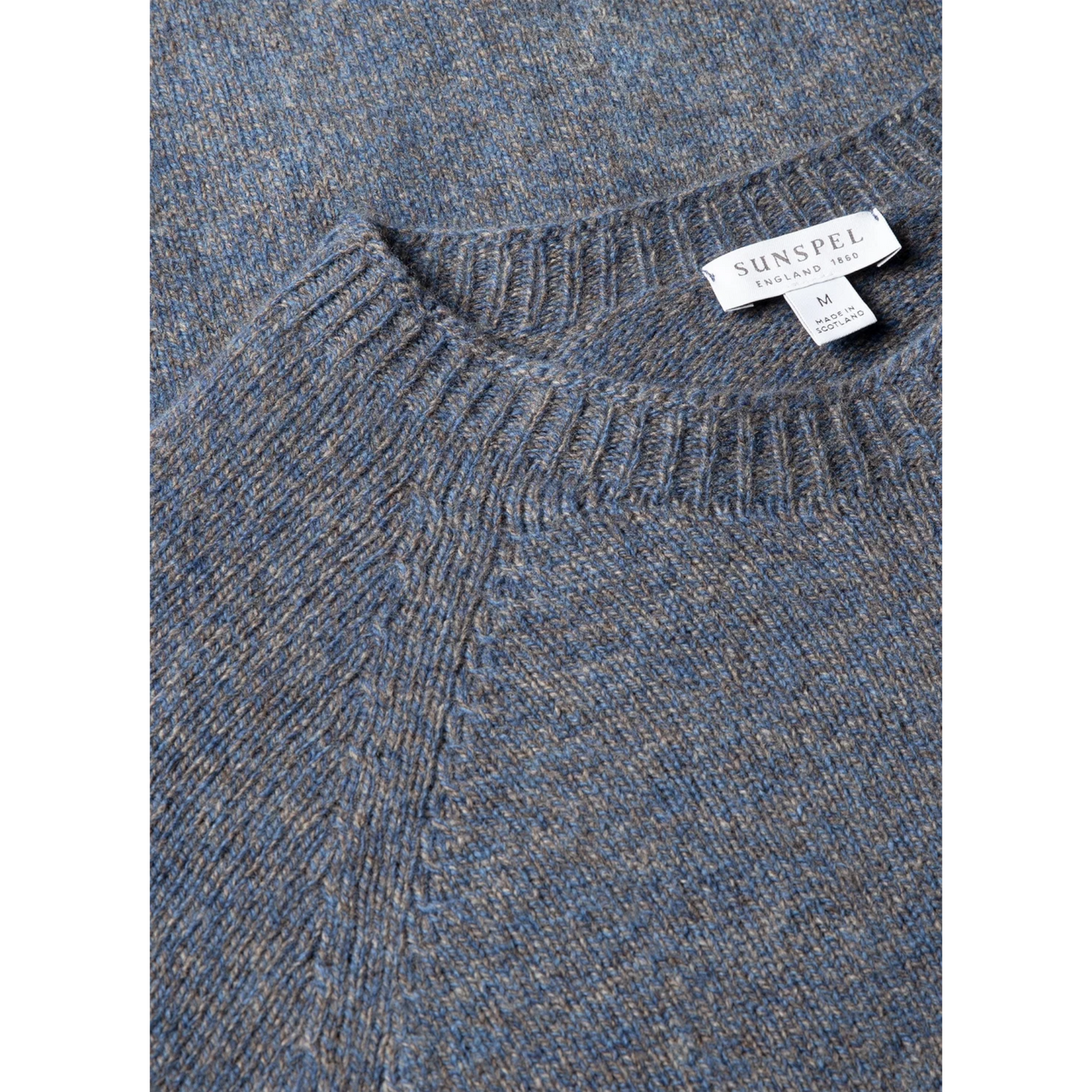 Sunspel Lambswool Crew Neck Denim Twist