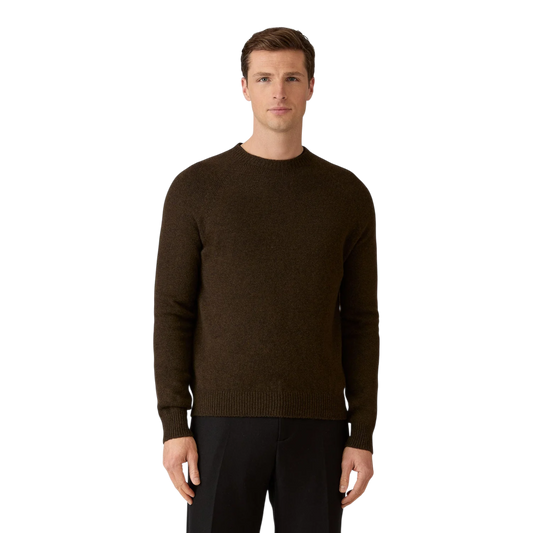 Sunspel Lambswool Crew Neck Loden Twist, grün