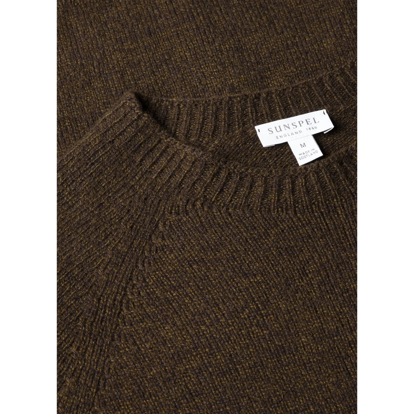 Sunspel Lambswool Crew Neck Loden Twist, grün