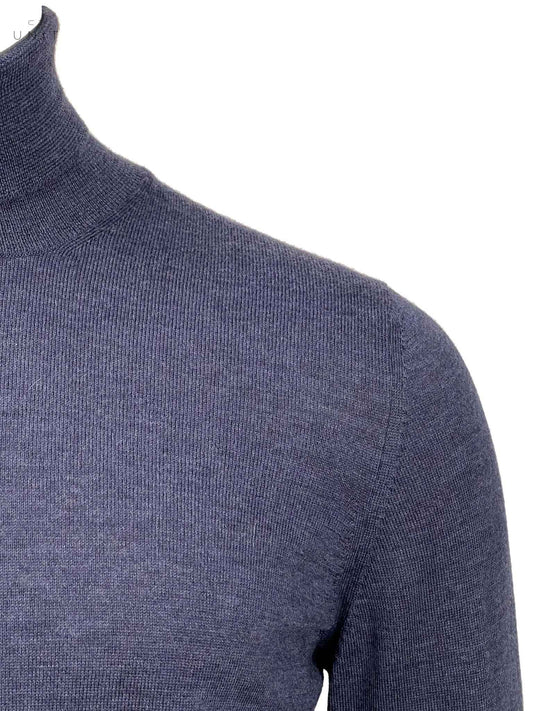 Never Laundry, Merino Rollkragen, blau melange