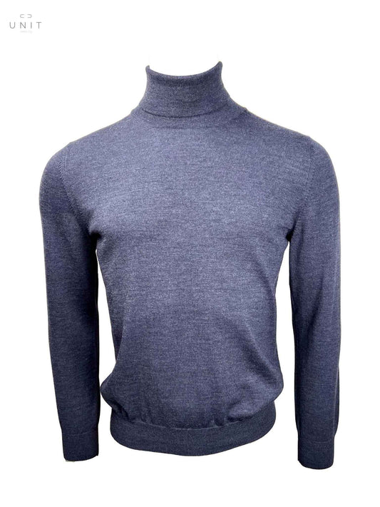 Never Laundry, Merino Rollkragen, blau melange