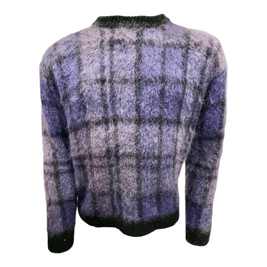 UNIT Hamburg - Roberto Collina, Mohair Rundhals, lila Karo - Roberto Collina