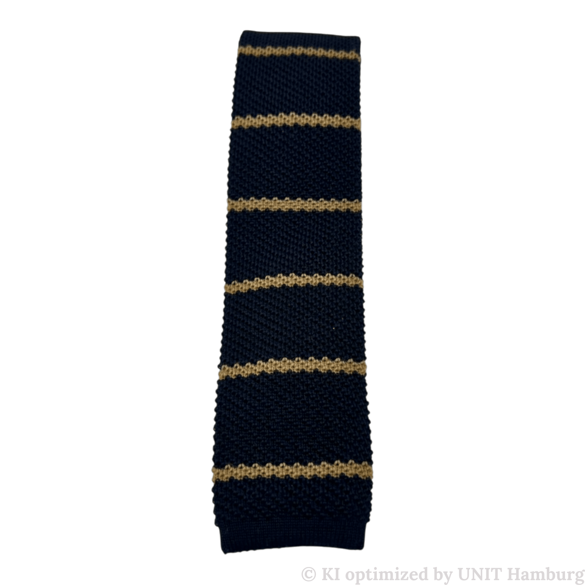 Watermarked - Ascot, Krawatte aus Wollstrick, blau mit beigen Streifen