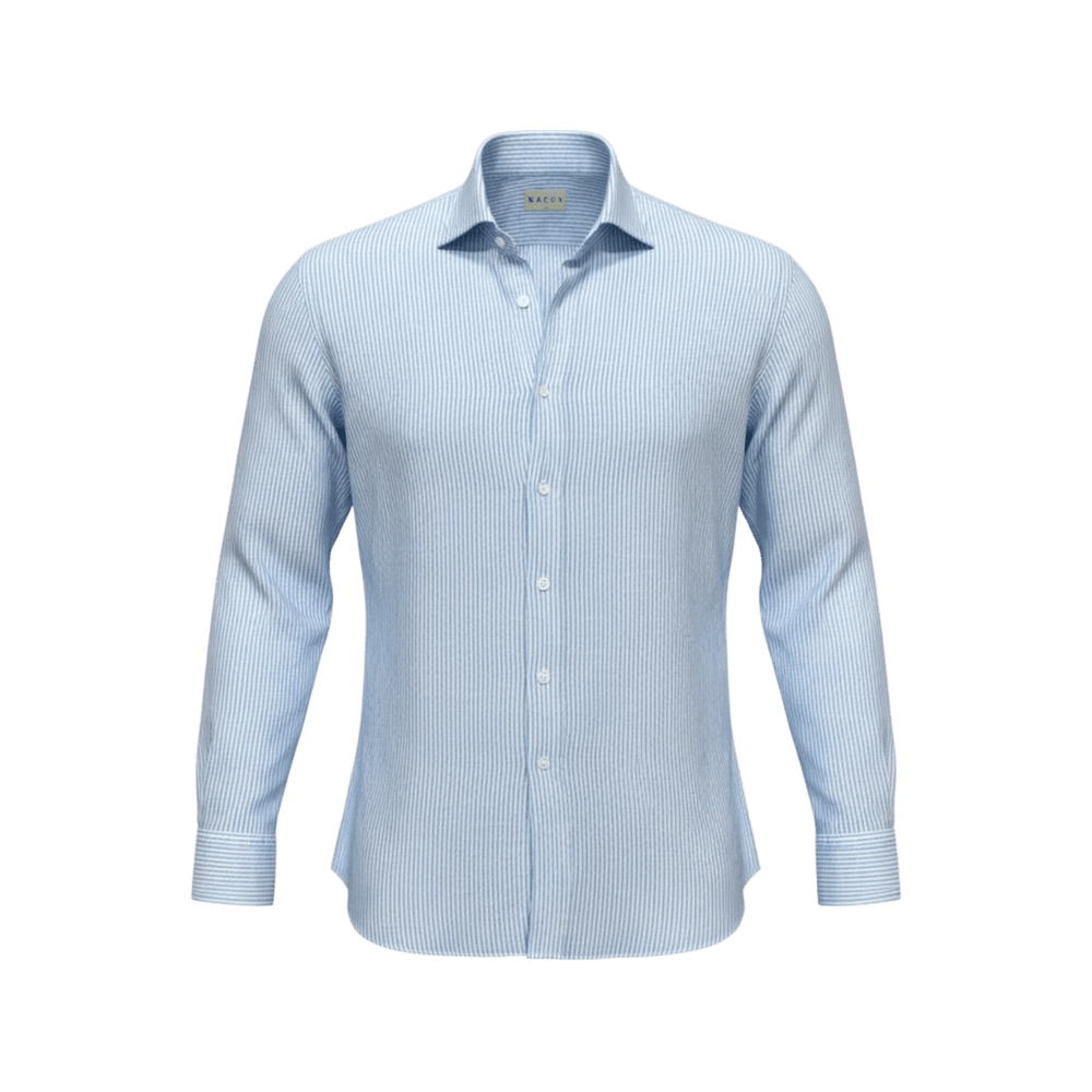 UNIT Hamburg - Xacus, Washed Linen Stripe, hellblau auf Weiß - Xacus